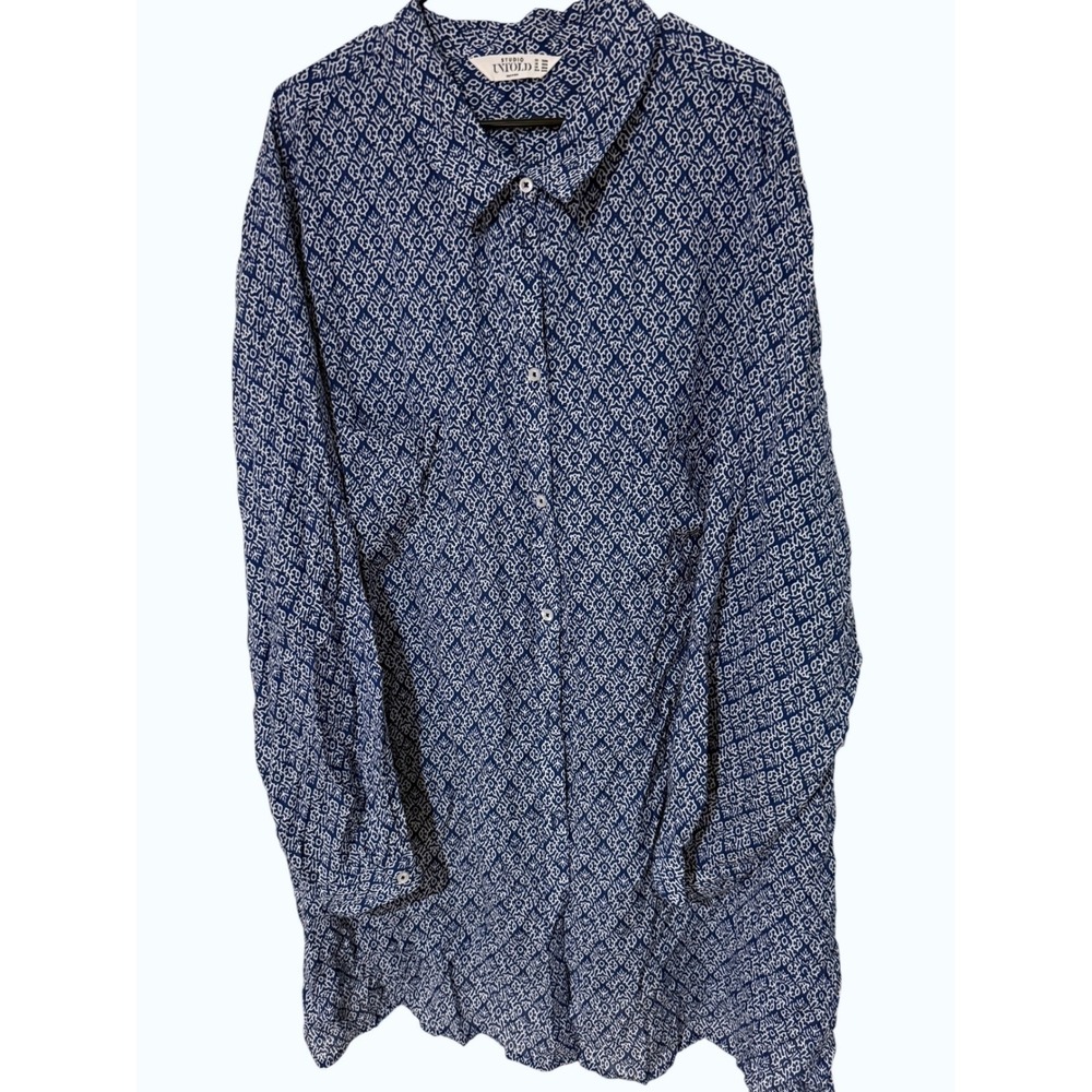 Studio Untold Made in India Geometric Print Button Down Tunic Shirt Womens 28/30
